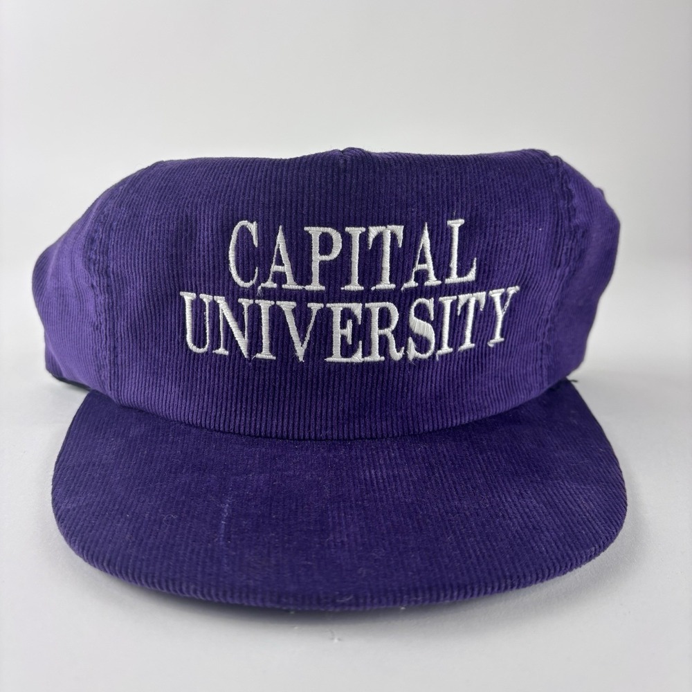 VTG Capital University Hat Cap Snapback Corduroy Purple Vintage Made In USA